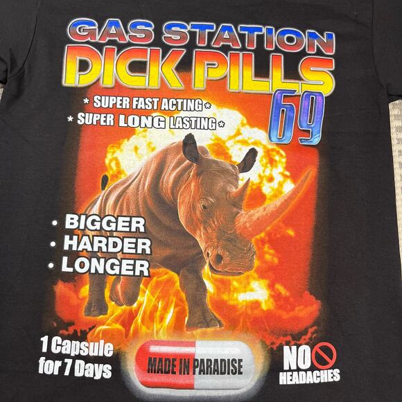 Made in Paradise D*ck Pills 69 Tee T Shirt Black Men’s Sz S New - Picture 2 of 5